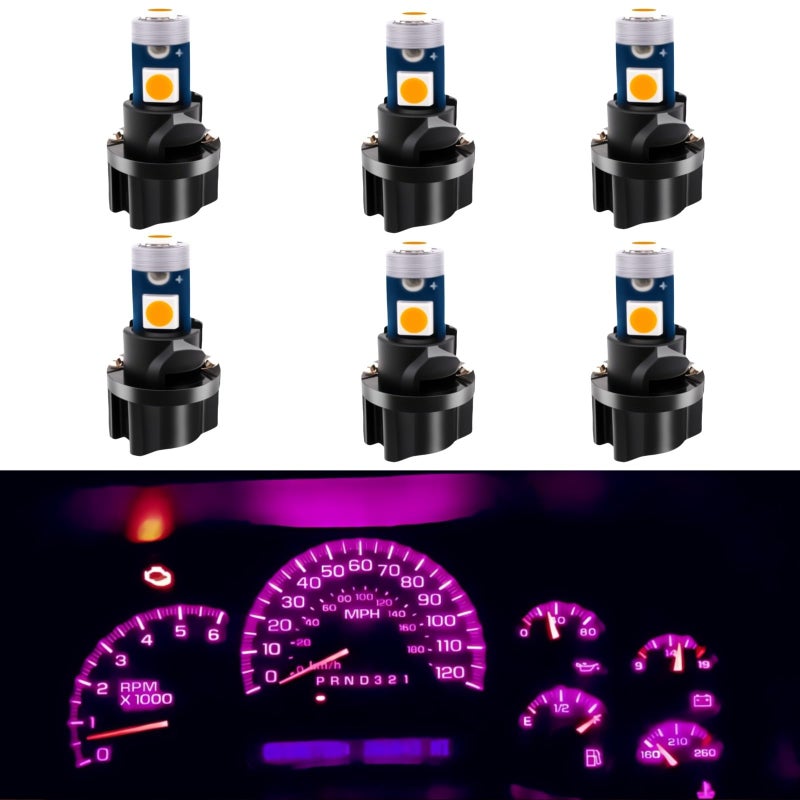 WLJH T5 17 37 74 2721 Pink Dashboard Gauge Instrument Cluster Panel Dash Led Light Lamp With Twist Lock Socket,Pack of 6 - Image 1